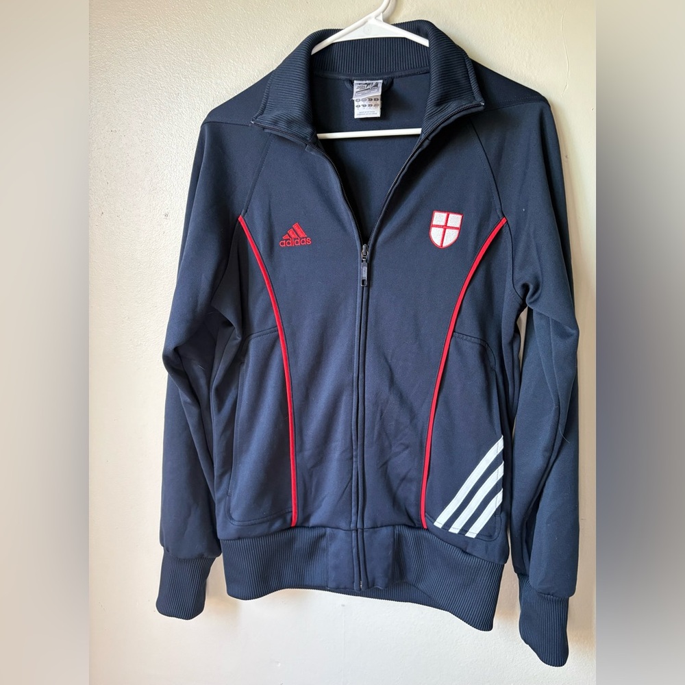Adidas Dark Blue Jacket with Red and White Details